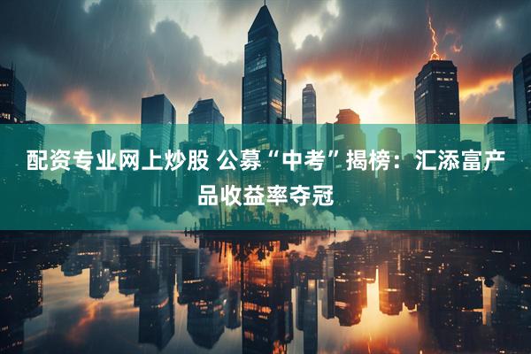 配资专业网上炒股 公募“中考”揭榜：汇添富产品收益率夺冠